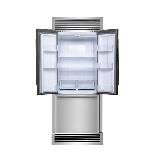FORNO Gallipoli 30" French Door Refrigerator, 17.5 cu.ft. Capacity & Decorative Grill - 34" Wide, FFFFD1974-35SG FORNO