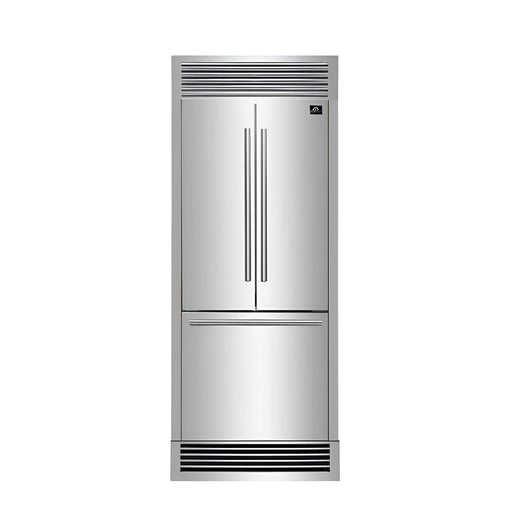 FORNO Gallipoli 30" French Door Refrigerator, 17.5 cu.ft. Capacity & Decorative Grill - 34" Wide, FFFFD1974-35SG FORNO