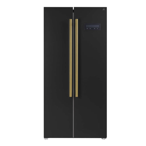 FORNO Salerno Espresso 33" Side-by-Side 15.6 Cu.Ft. Black Refrigerator, FFRBI1805-33BLK FORNO