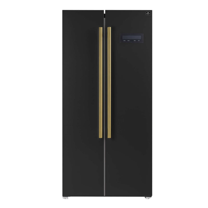 FORNO Salerno Espresso 33" Side-by-Side 15.6 Cu.Ft. Black Refrigerator, FFRBI1805-33BLK FORNO