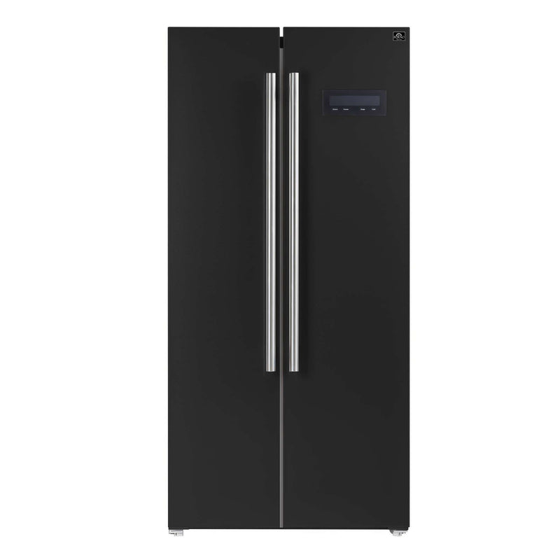 FORNO Salerno Espresso 33" Side-by-Side 15.6 Cu.Ft. Black Refrigerator, FFRBI1805-33BLK FORNO
