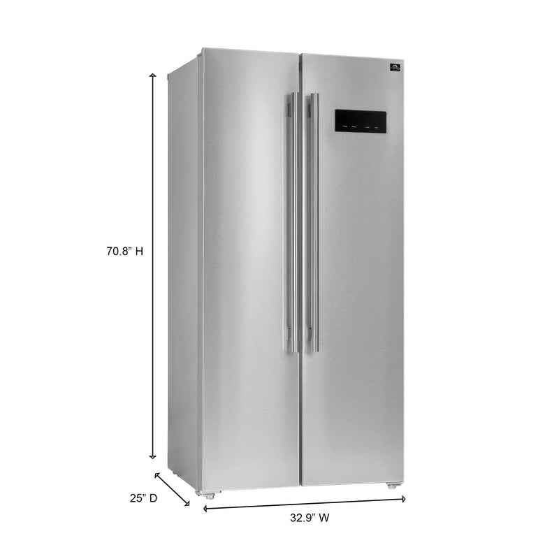 FORNO Salerno 33" Side-by-Side Stainless Steel Refrigerator 15.6 cu.ft, FFRBI1805-33SB FORNO