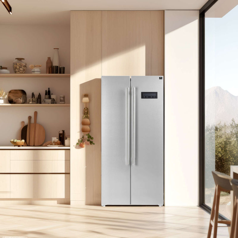 FORNO Salerno 33" Side-by-Side Stainless Steel Refrigerator 15.6 cu.ft, FFRBI1805-33SB FORNO