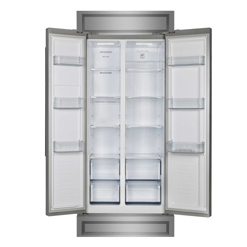 FORNO Salerno 33" Built-in Stainless Steel Refrigerator 15.6 cu. ft - With Modern Decorative Grill - 37" Wide, FFRBI1805-37MG FORNO