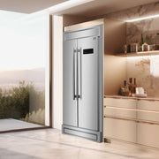 FORNO Salerno 33" Built-in Stainless Steel Refrigerator 15.6 cu. ft - With Modern Decorative Grill - 37" Wide, FFRBI1805-37MG FORNO