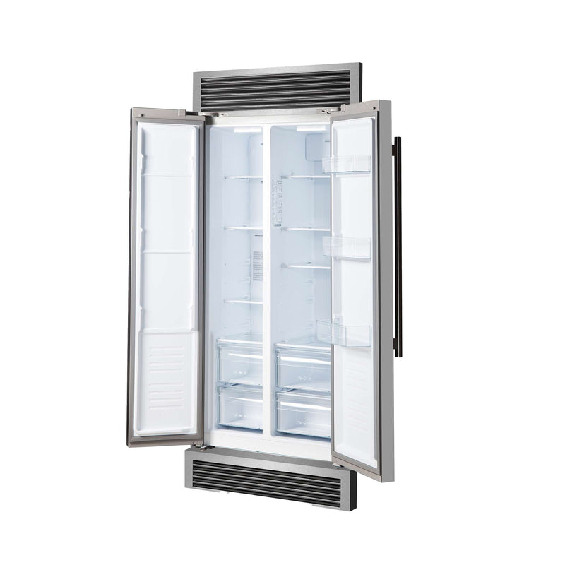 FORNO Salerno 33" Built-in Stainless Steel Refrigerator 15.6 cu. ft - With Decorative Grill - 37"es Wide, FFRBI1805-37SG FORNO