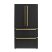FORNO Moena Espresso 36" French Door Refrigerator in Black, 19.2 cu. ft, FFRBI1820-36BLK FORNO