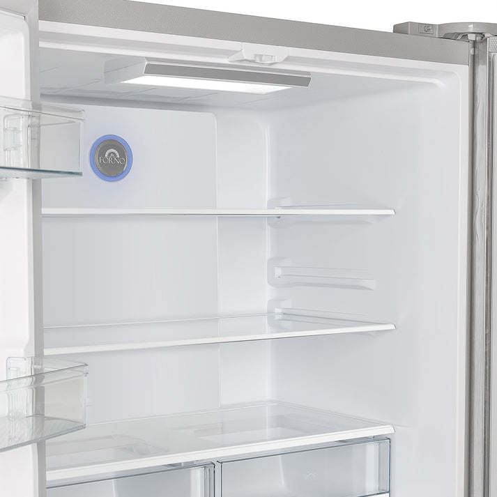 FORNO Moena 36" 19.2 cu. ft. Counter Depth Refrigerator with Ice Maker in Stainless Steel- FFRBI1820-36SB FORNO