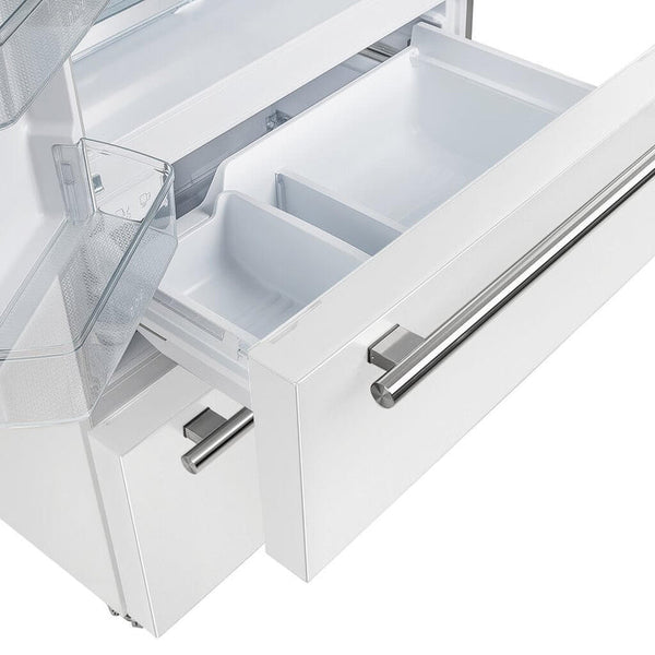 FORNO Moena Espresso 36" French Door Refrigerator in White, 19.2 cu. ft, FFRBI1820-36WHT FORNO