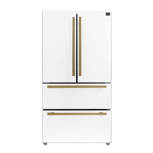 FORNO Moena Espresso 36" French Door Refrigerator in White, 19.2 cu. ft, FFRBI1820-36WHT FORNO