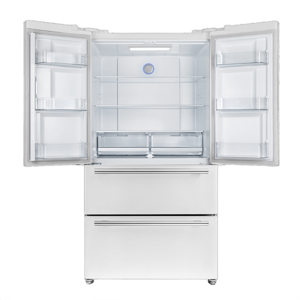 FORNO Moena Espresso 36" French Door Refrigerator in White, 19.2 cu. ft, FFRBI1820-36WHT FORNO
