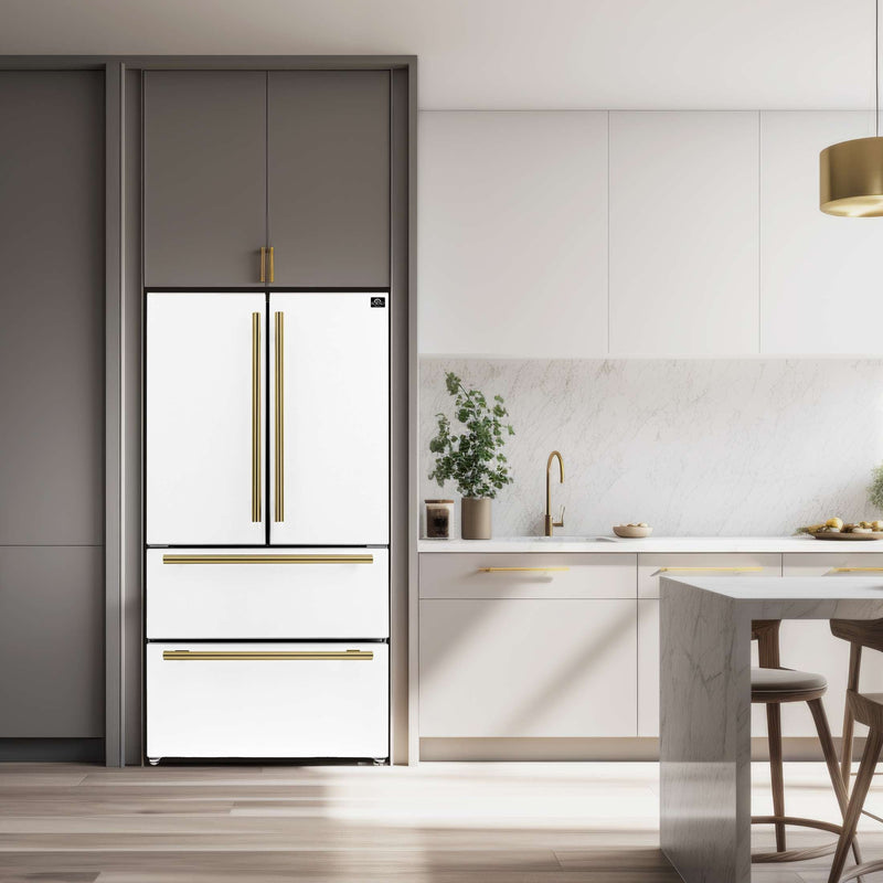 FORNO Moena Espresso 36" French Door Refrigerator in White, 19.2 cu. ft, FFRBI1820-36WHT FORNO