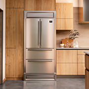 FORNO Moena 40" French Door 19.2 cu. ft Stainless Steel Refrigerator, with Modern Decorative Grill - 40" Wide, FFRBI1820-40MG FORNO