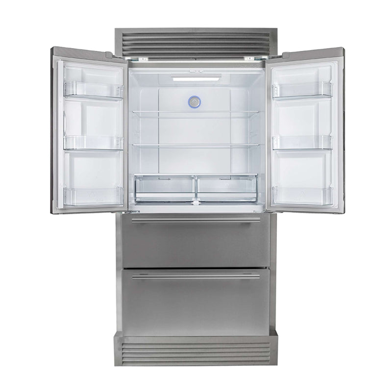 FORNO Premium 2-Piece Kitchen Bundle - 36" Gas Range and 36" Refrigerator with Ice Maker and Grill Trim, FBDL-019-03CAUS FORNO