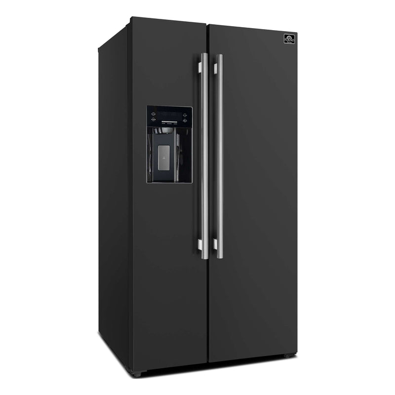 FORNO Salerno Espresso 36" Side-by-Side Black Refrigerator 20 cu. ft, FFRBI1844-36BLK FORNO