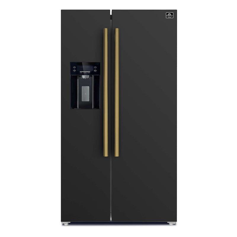FORNO Salerno Espresso 36" Side-by-Side Black Refrigerator 20 cu. ft, FFRBI1844-36BLK FORNO