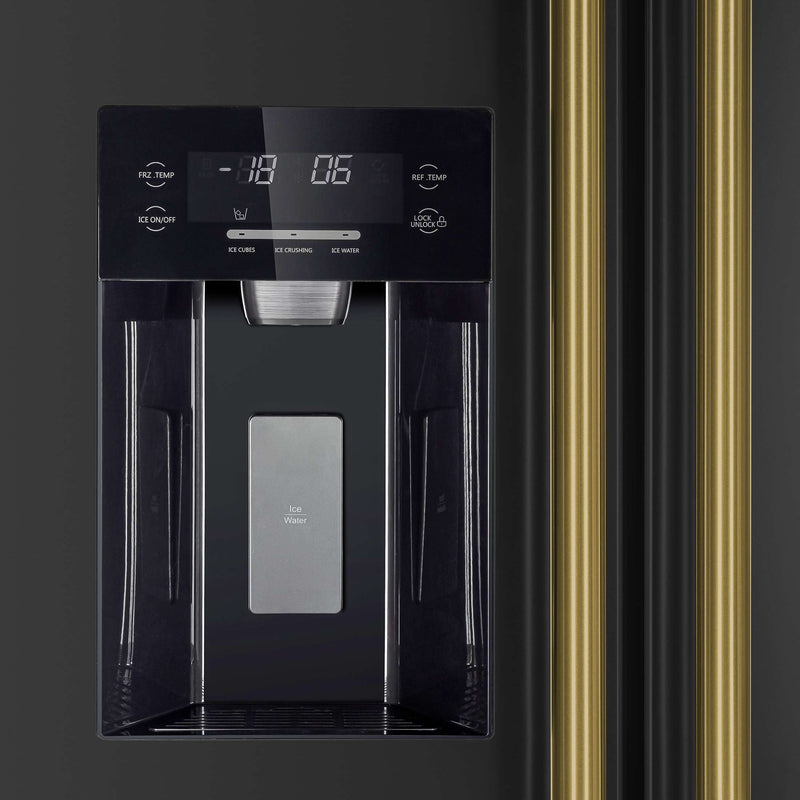 FORNO Salerno Espresso 36" Side-by-Side Black Refrigerator 20 cu. ft, FFRBI1844-36BLK FORNO