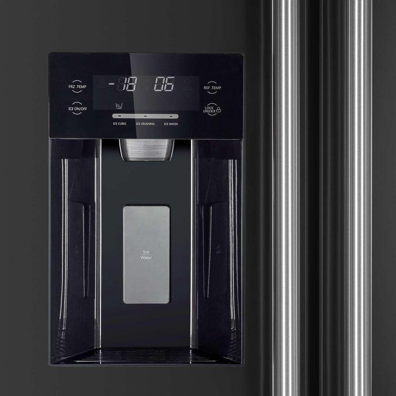 FORNO Salerno Espresso 36" Side-by-Side Black Refrigerator 20 cu. ft, FFRBI1844-36BLK FORNO