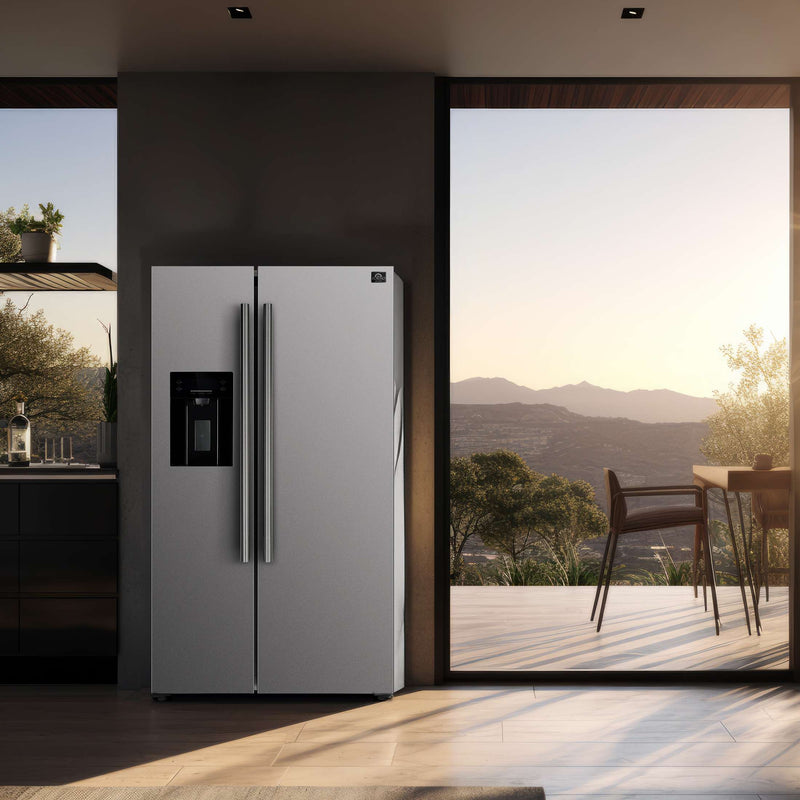 FORNO Premium 2-Piece Kitchen Bundle -36" Gas Range with Built-In Temperature Gauge and 36" Refrigerator with Ice Maker, FBDL-021-03CAUS FORNO