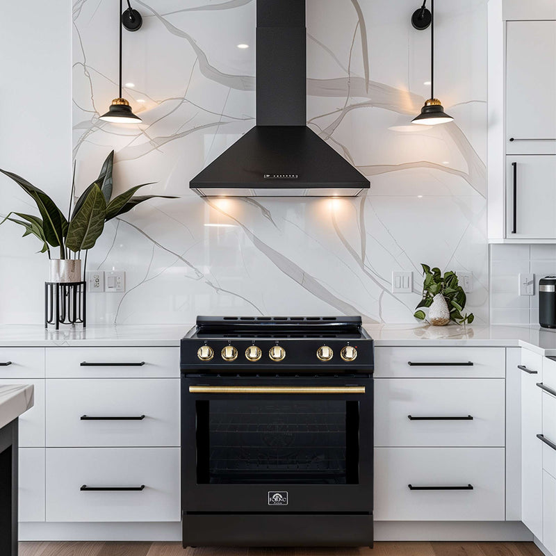 FORNO Leonardo Espresso 30" Electric Range Black, FFSEL6012-30BLK FORNO