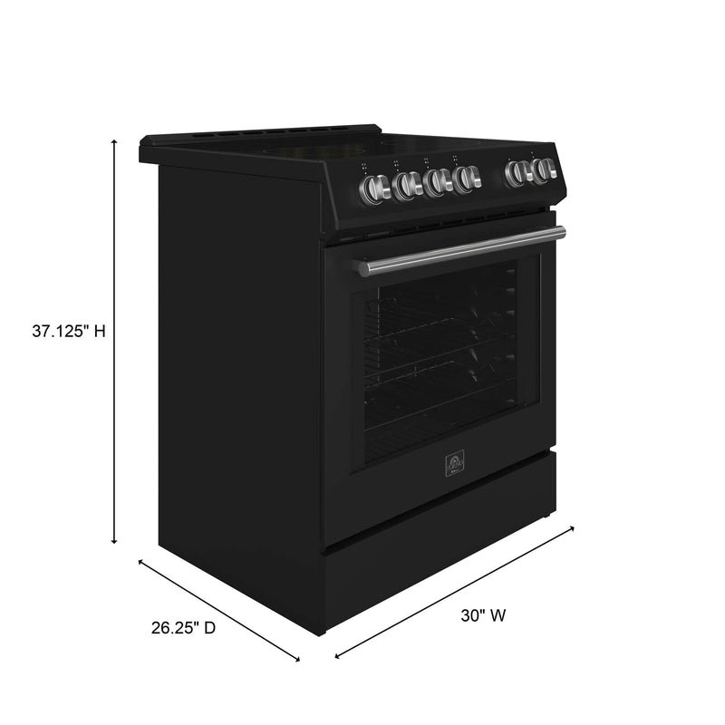 FORNO Leonardo Espresso 30" Electric Range Black, FFSEL6012-30BLK FORNO