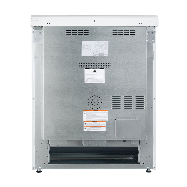 FORNO Espresso Leonardo 30" 5 cu. ft. Electric Range in White with Antique Brass Handles (optional silver), FFSEL6012-30WHT FORNO