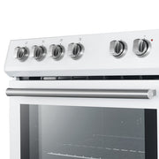 FORNO Espresso Leonardo 30" 5 cu. ft. Electric Range in White with Antique Brass Handles (optional silver), FFSEL6012-30WHT FORNO