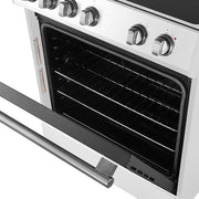 FORNO Espresso Leonardo 30" 5 cu. ft. Electric Range in White with Antique Brass Handles (optional silver), FFSEL6012-30WHT FORNO