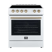 FORNO Premium 2-Piece Kitchen Bundle - Leonardo Espresso 30" White Range, 30" White Range Hood, FBDL-002-03US FORNO