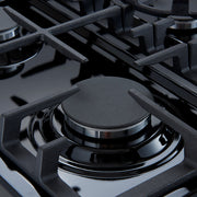 FORNO Espresso Leonardo 30" 5 cu. ft. Gas Range - Black with Antique Brass Handles (optional silver), FFSGS1116-30BLK FORNO