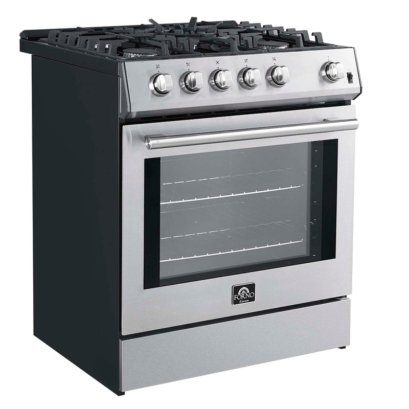 FORNO Leonardo 30" Stainless Steel Gas Range, FFSGS1116-30 FORNO