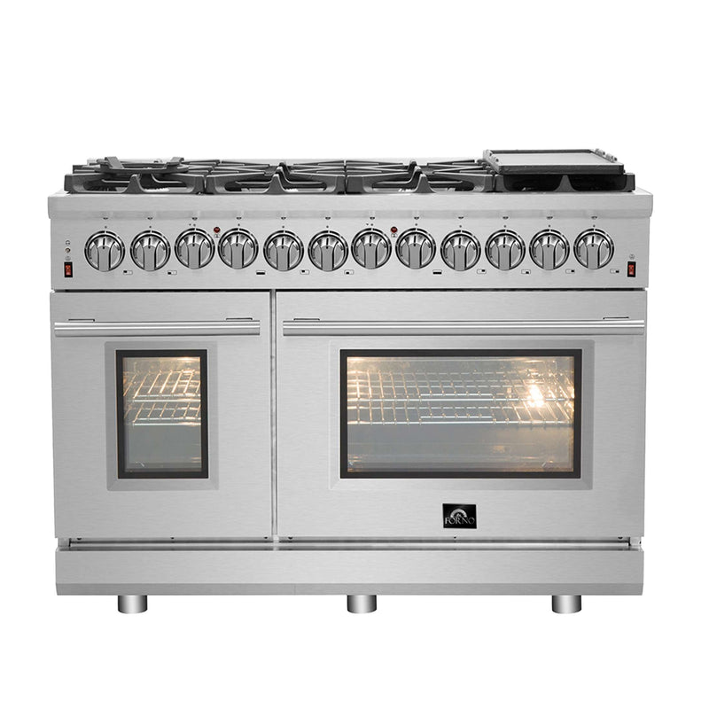 FORNO Massimo 48" Freestanding Dual Fuel Range, FFSGS6125-48 FORNO