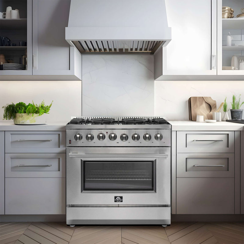 FORNO Galiano 36" Freestanding Dual Fuel Range, FFSGS6156-36 FORNO