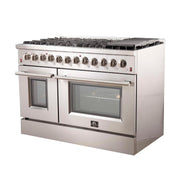 FORNO Premium 3-Piece Bundle -48" Dual Fuel Range, Wall Mount Range Hood, 60" Refrigerator, FBDL-017-02US FORNO