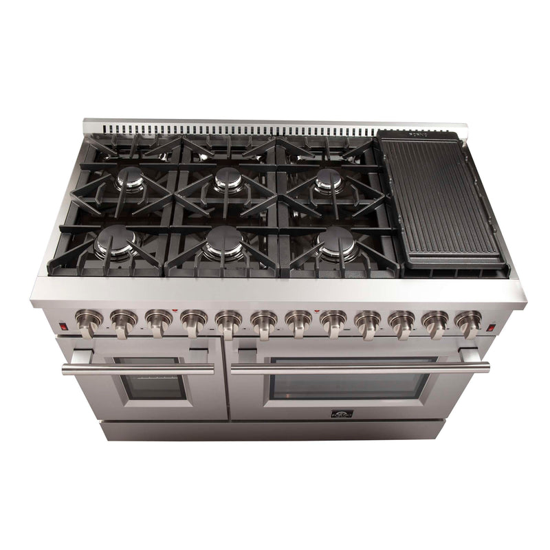 FORNO Premium 2-Piece Bundle - 48" Gas Burner, Electric Oven Range and 60" Refrigerator, FBDL-005-02CAUS FORNO