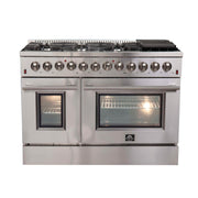FORNO Premium 2-Piece Kitchen Bundle - Galiano 48" Stainless Steel Range, Forno Maderno 2-28 " Wide Units with Decorative Trim, FBDL-017-03CAUS FORNO