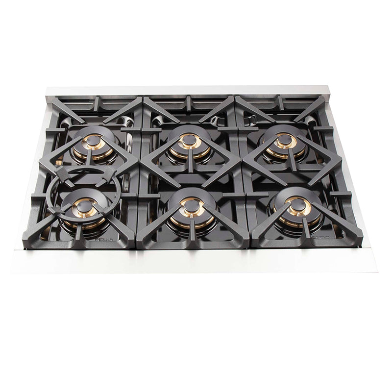 FORNO Capriasca 36" Freestanding Dual Fuel Range, FFSGS6187-36 FORNO