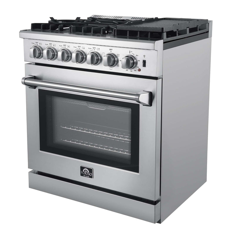 FORNO Lazio 30" Freestanding Dual Fuel Range, FFSGS6196-30 FORNO