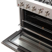 FORNO Premium 3-Piece Kitchen Bundle - Galiano 36" Gas Range, 36" Built-In Refrigerator, 24" Built-In Dishwasher, FBDL-004-01CAUS FORNO