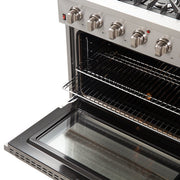 FORNO Galiano 36" Freestanding Gas Range with 6 Italian Burners in Stainless Steel, FFSGS6244-36 FORNO