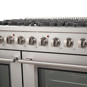 FORNO Galiano 48-inch Gas Range Stainless Steel, 8 Burners, 107,000 BTU, Griddle, 6.58 cu.ft. Double Oven, FFSGS6244-48 FORNO