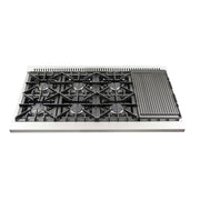 FORNO Galiano 48-inch Gas Range Stainless Steel, 8 Burners, 107,000 BTU, Griddle, 6.58 cu.ft. Double Oven, FFSGS6244-48 FORNO