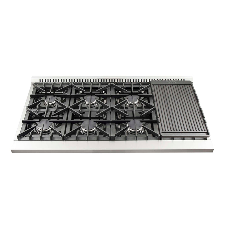 FORNO Galiano 48-inch Gas Range Stainless Steel, 8 Burners, 107,000 BTU, Griddle, 6.58 cu.ft. Double Oven, FFSGS6244-48 FORNO