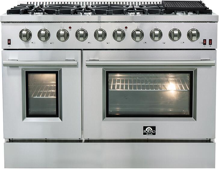 FORNO Appliance Package - 48 Inch Gas Range, 60 Inch Refrigerator, Microwave Drawer, Dishwasher, AP-FFSGS6244-48-7 FORNO