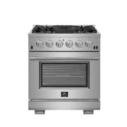 FORNO Premium 2-Piece Kitchen Bundle - 30" Gas Range and 30" Refrigerator with Ice Maker, FBDL-019-01CAUS FORNO