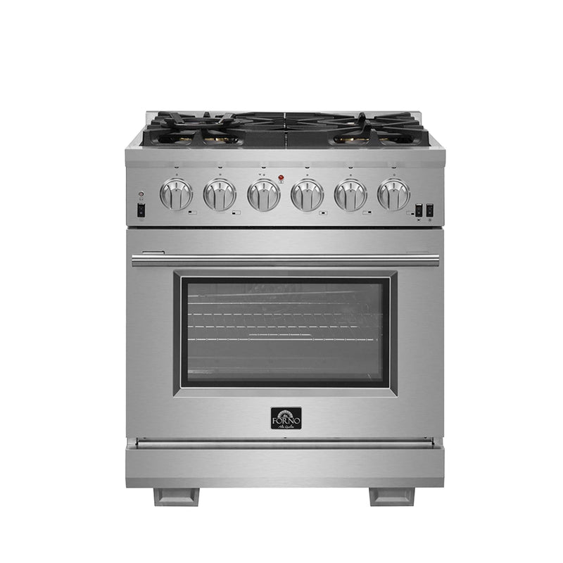 FORNO Premium 2-Piece Kitchen Bundle - 30" Gas Range and 30" Refrigerator with Ice Maker, FBDL-019-01CAUS FORNO