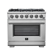 FORNO Capriasca 36" 5.36 cu. ft. Gas Range with 6 Italian Burners, Stainless Steel- FFSGS6260-36 FORNO