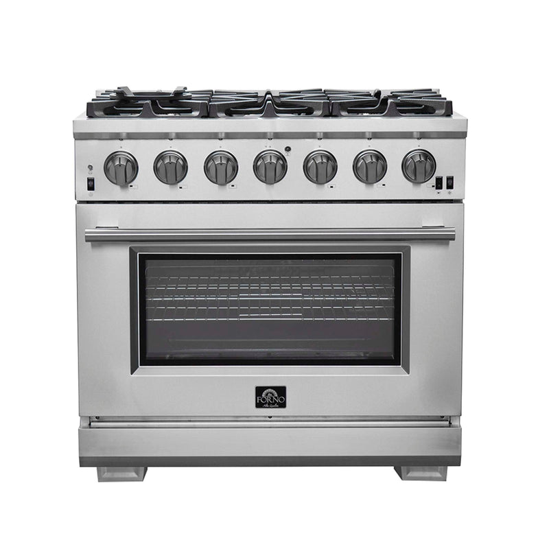 FORNO Premium 2-Piece Kitchen Bundle -36" Gas Range and 36" Refrigerator with Ice Maker, FBDL-019-02CAUS FORNO