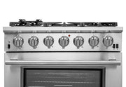 FORNO Capriasca 36" 5.36 cu. ft. Gas Range with 6 Italian Burners, Stainless Steel- FFSGS6260-36 FORNO