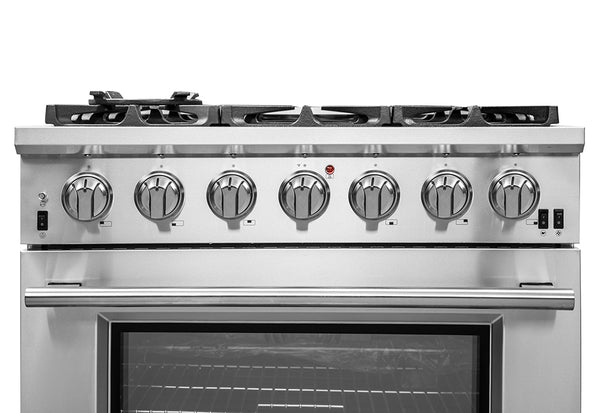 FORNO Capriasca 36" 5.36 cu. ft. Gas Range with 6 Italian Burners, Stainless Steel- FFSGS6260-36 FORNO